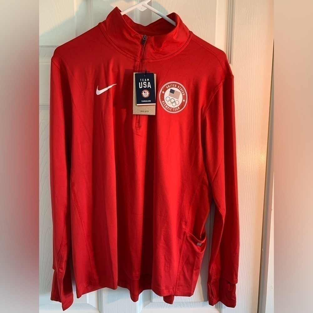 Nike Team USA Olympic Element Dri-Fit 1/4 Zip Running Shirt Womens L DH4836-611